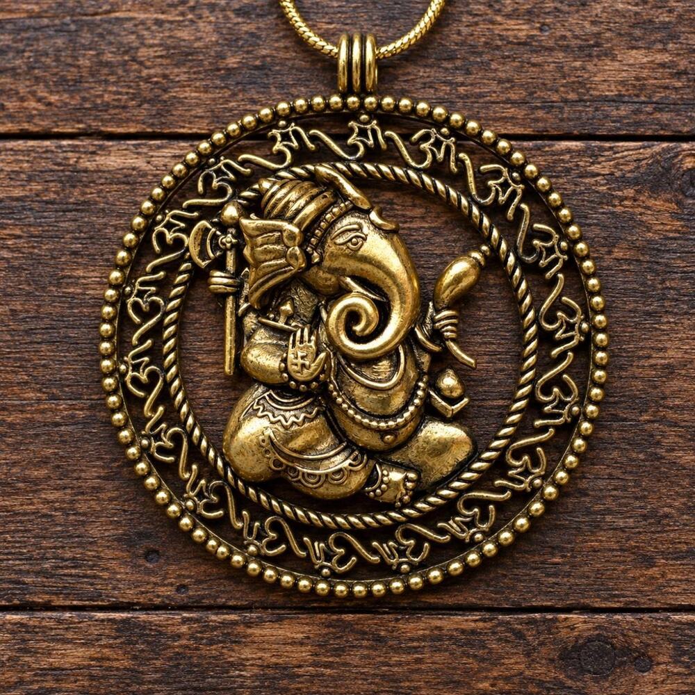 Ganesha brass necklace